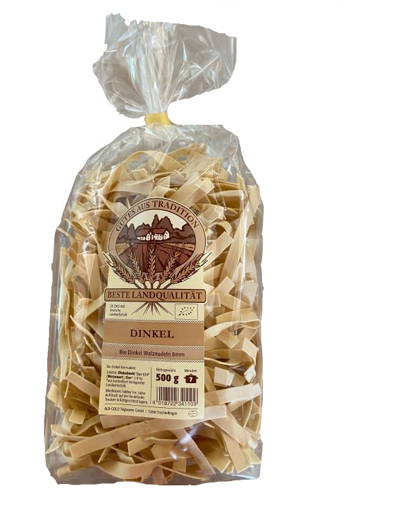 Dinkel-Band-alggold Bio Dinkel Walznudeln 8mm